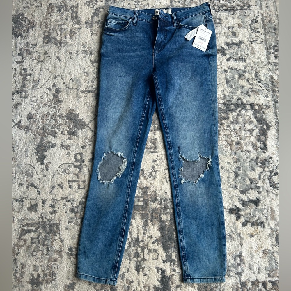 Free People Blue Distressed Women Jeans